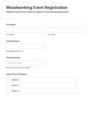 Woodworking Event Registration Form Template