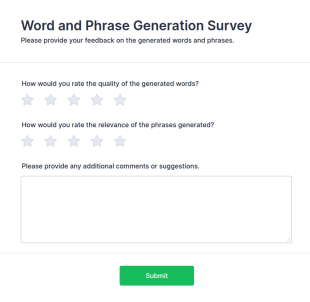 Word And Phrase Generation Survey Form Template