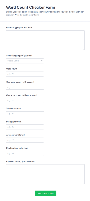 Word Count Checker Form Template