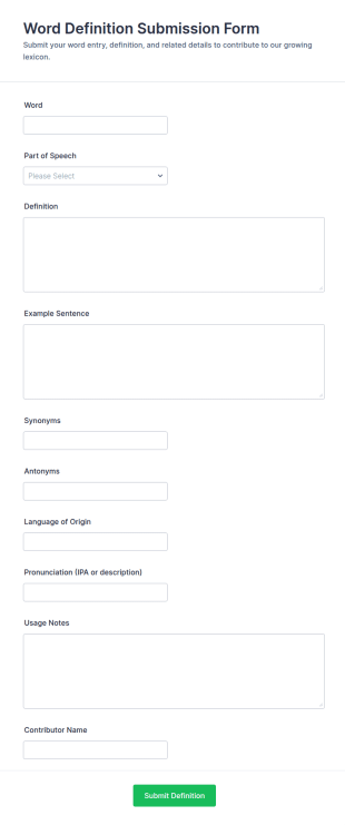 Word Definition Submission Form Template