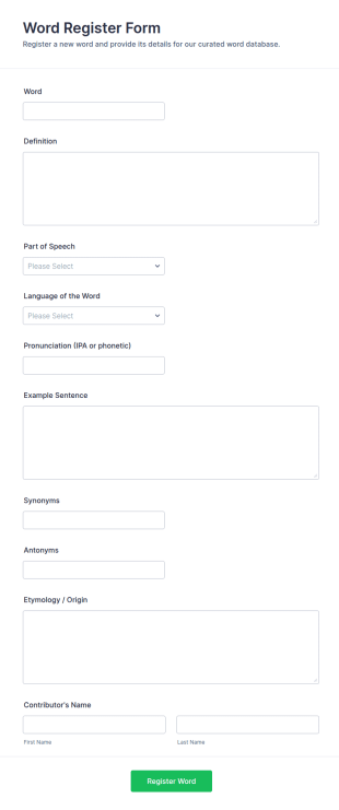 Word Register Form Template