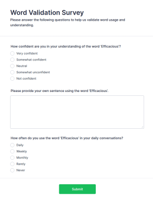 Word Validation Survey Form Template