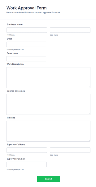 Work Approval Form Template