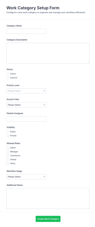 Work Category Setup Form Template