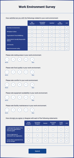 Work Environment Survey Form Template
