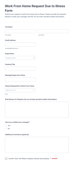 Work From Home Request Due To Illness Form Template