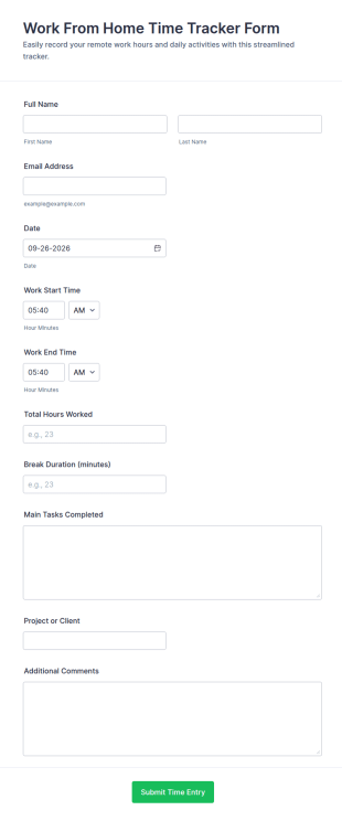 Work From Home Time Tracker Form Template