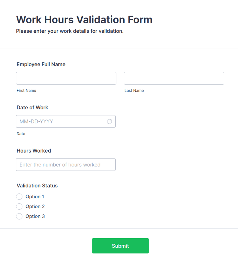 Work Hours Validation Form Template | Jotform