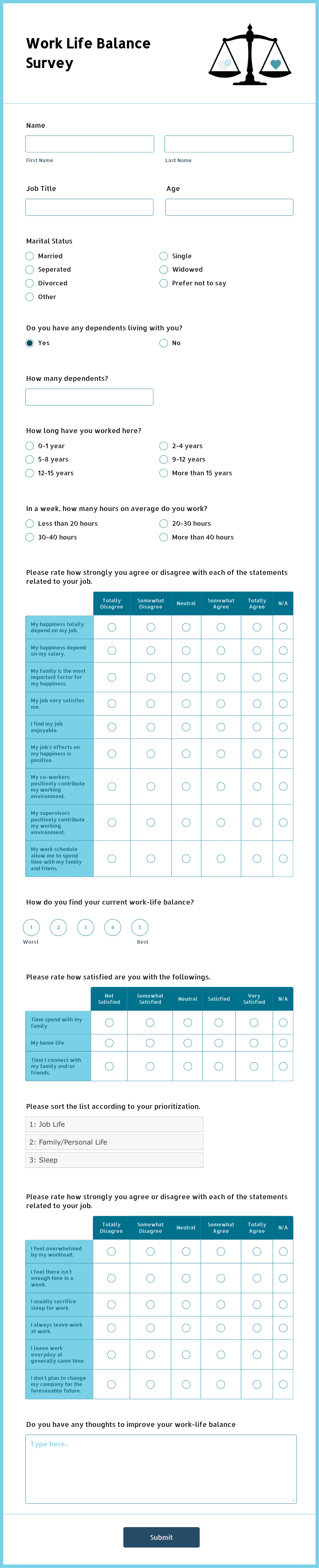 Work Life Balance Survey Form Template | Jotform