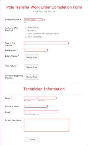 Work Order Completion Form Template