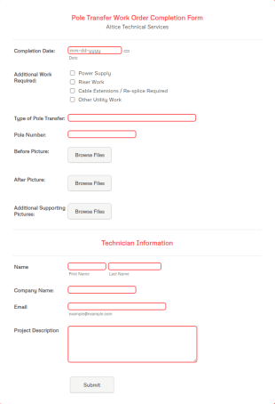 Work Order Completion Form Template