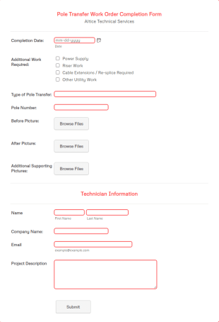 Work Order Completion Form Template