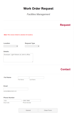 Work Order Request Form Template
