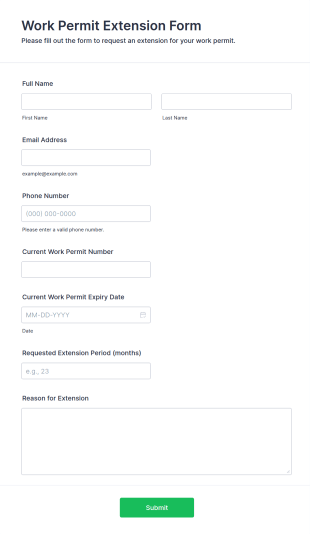 Work Permit Extension Form Template
