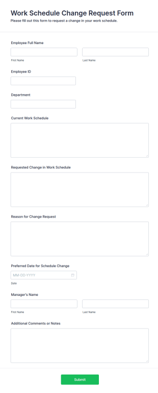 Work Schedule Change Request Form Template