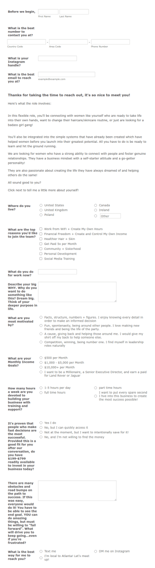 Work With Me Application Form Template