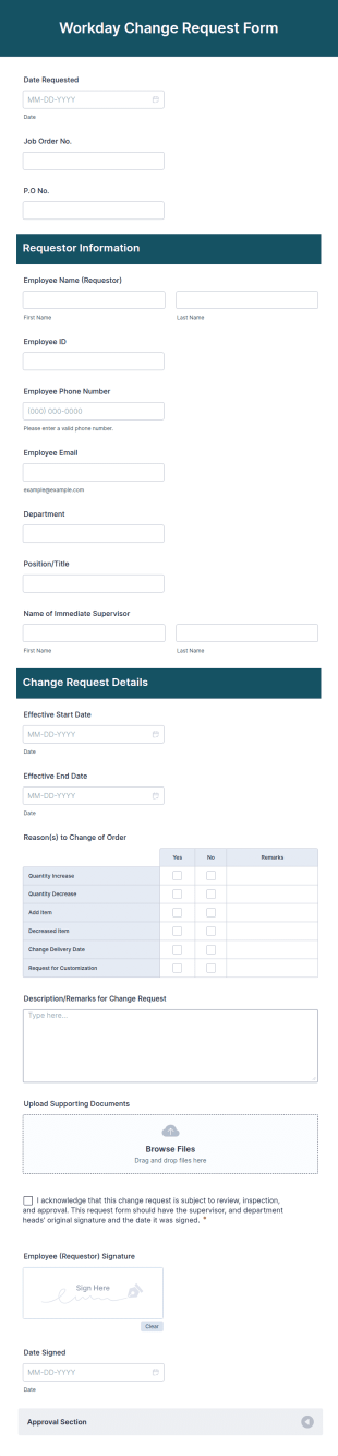 Workday Change Request Form Template