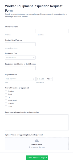 Worker Equipment Inspection Request Form Template