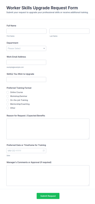 Worker Skills Upgrade Request Form Template