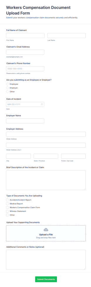 Workers Compensation Document Upload Form Template