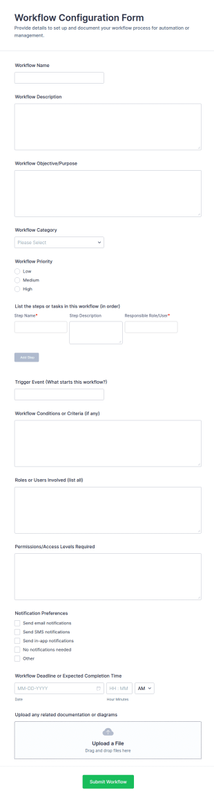 Workflow Configuration Form Template