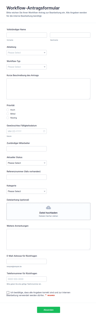 Workflow Einreichungsformular