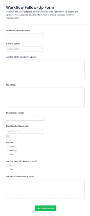 Workflow Follow Up Form Template