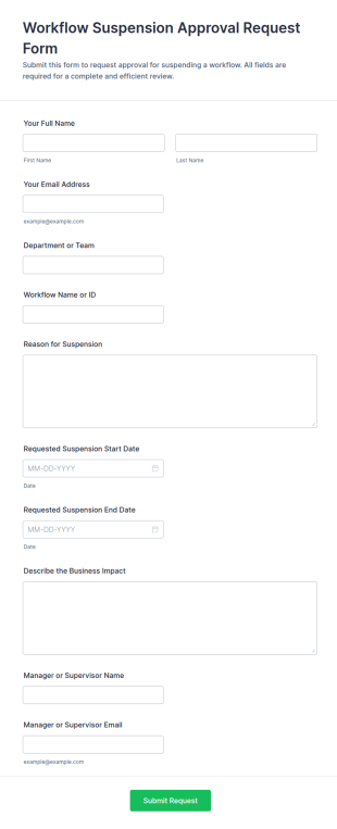 Workflow Suspension Approval Request Form Template
