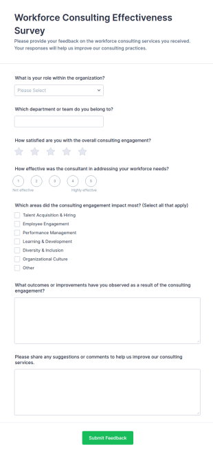 Workforce Consulting Effectiveness Survey Form Template