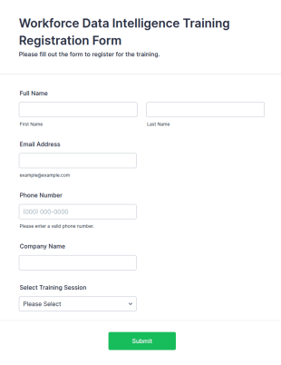 Workforce Data Intelligence Training Registration Form Template