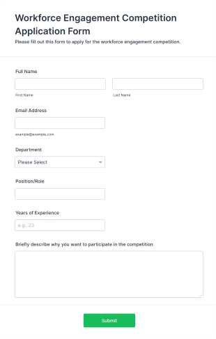 Workforce Engagement Competition Application Form Template