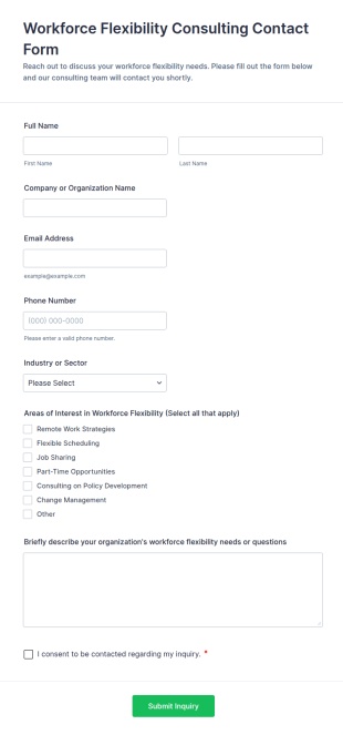Workforce Flexibility Consulting Contact Form Template