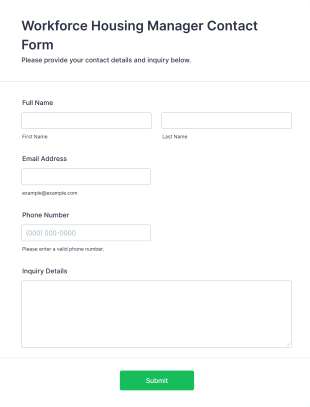 Workforce Housing Manager Contact Form Form Template