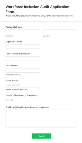 Workforce Inclusion Audit Application Form Template