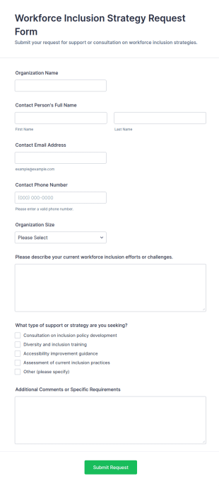 Workforce Inclusion Strategy Request Form Template