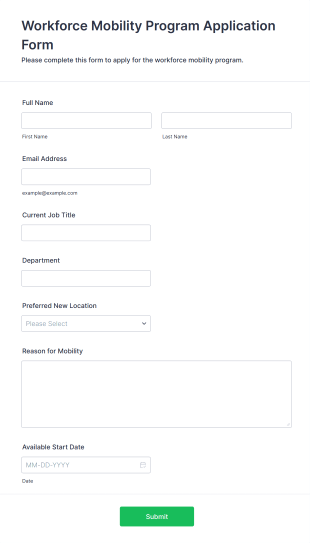 Workforce Mobility Program Application Form Form Template