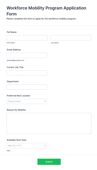 Workforce Mobility Program Application Form Template