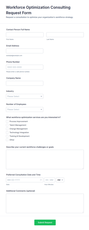 Workforce Optimization Consulting Request Form Template