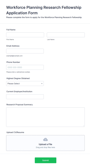 Workforce Planning Research Fellowship Application Form Template