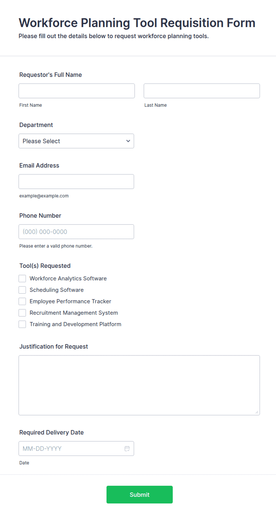 Workforce Requisition Workforce Planning Tool Requisition Form Template | Jotform