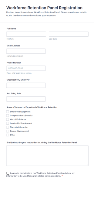 Workforce Retention Panel Registration Form Template