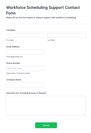 Workforce Scheduling Support Contact Form Template
