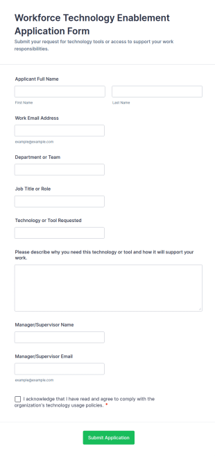 Workforce Technology Enablement Application Form Template
