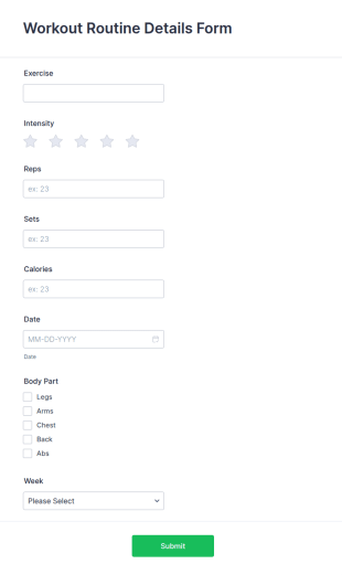 Workout Routine Details Form Template