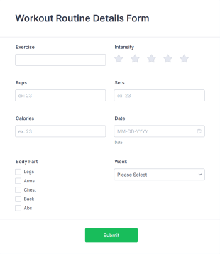 Workout Routine Details Form Template