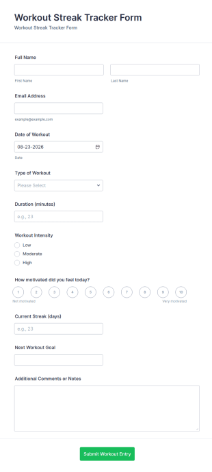 Workout Streak Tracker Form Template