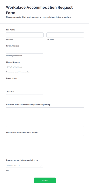 Workplace Accommodation Request Form Template