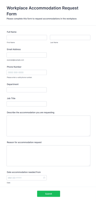 Workplace Accommodation Request Form Template