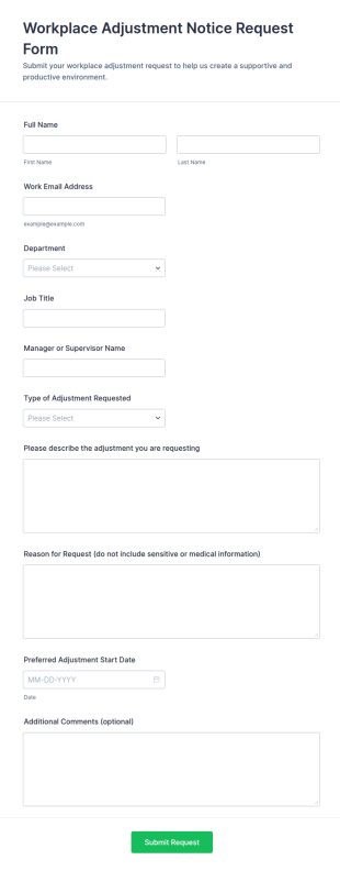 Workplace Adjustment Notice Request Form Template