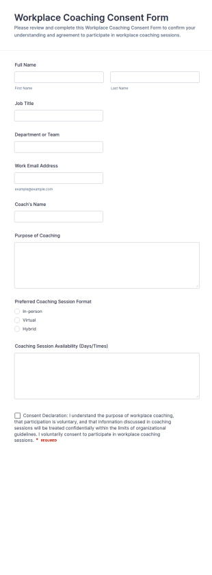 Workplace Coaching Consent Form Template